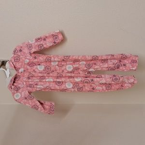 Carter's One-Piece Hooded Pajamas - 18 mo - Pink/Cream w/ Flowers & Birds